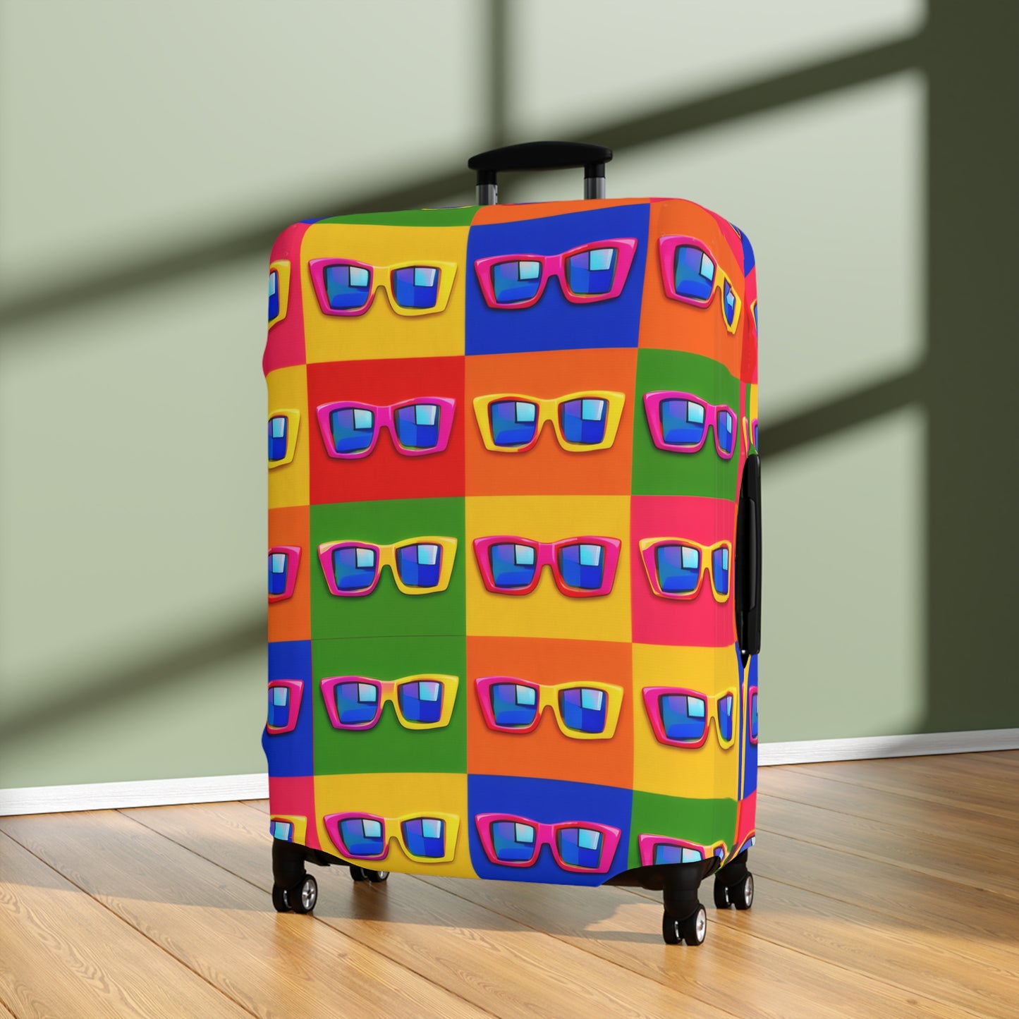 Bright Sunglasses Pattern Luggage Cover — Colorful Travel Suitcase Protector
