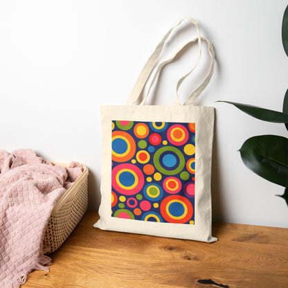 Retro Colorful Circles Canvas Tote Bag