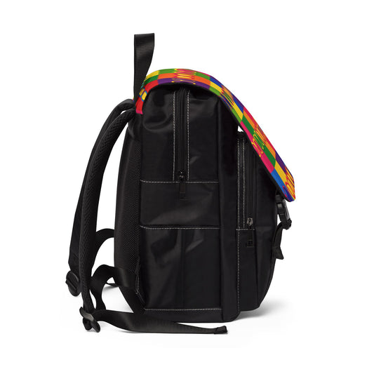 Colorful Pop Art Sunglasses Backpack — Retro Grid Shoulder Backpack