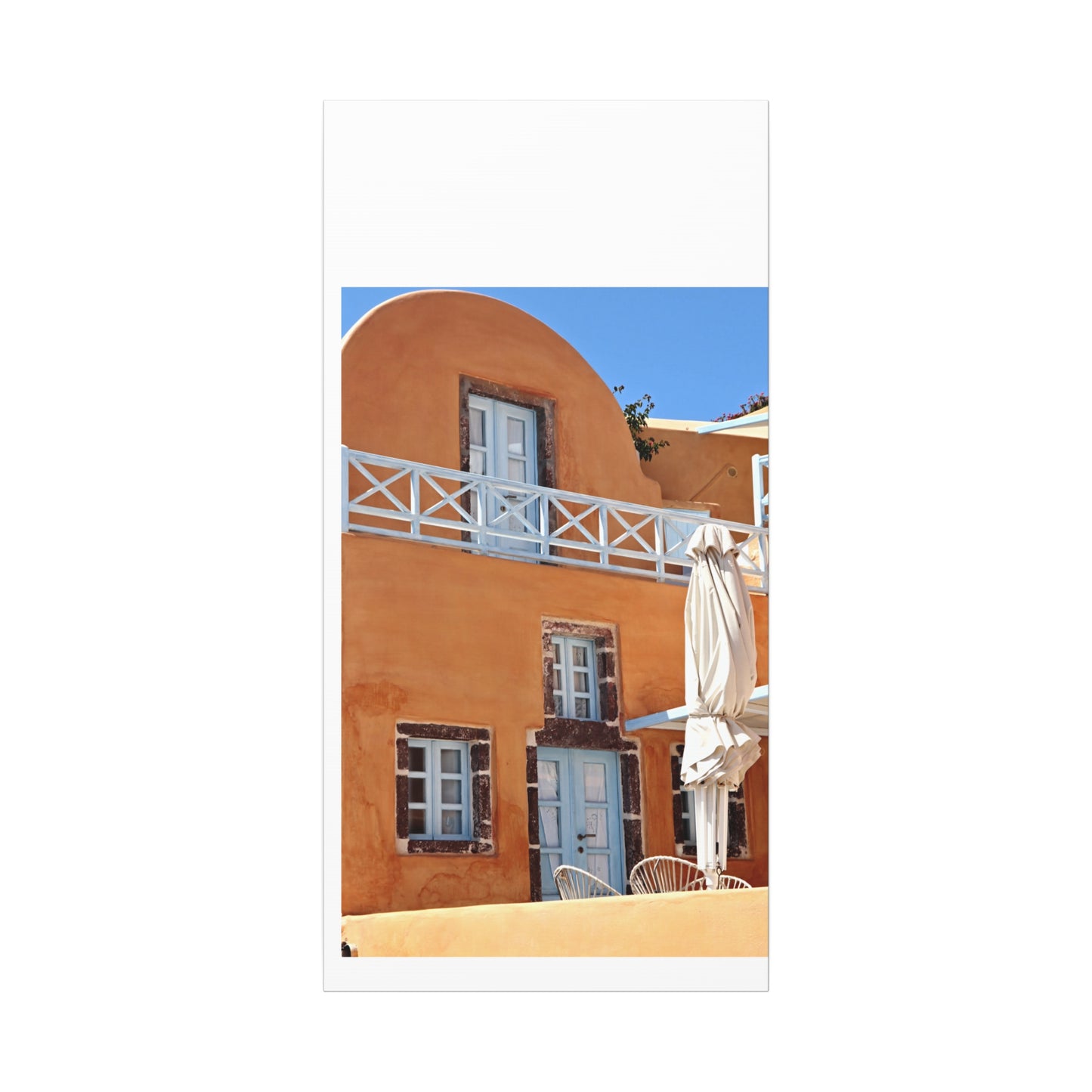 Oia Santorini Orange Facade Canvas — Mediterranean Terracotta Matte Wall Art