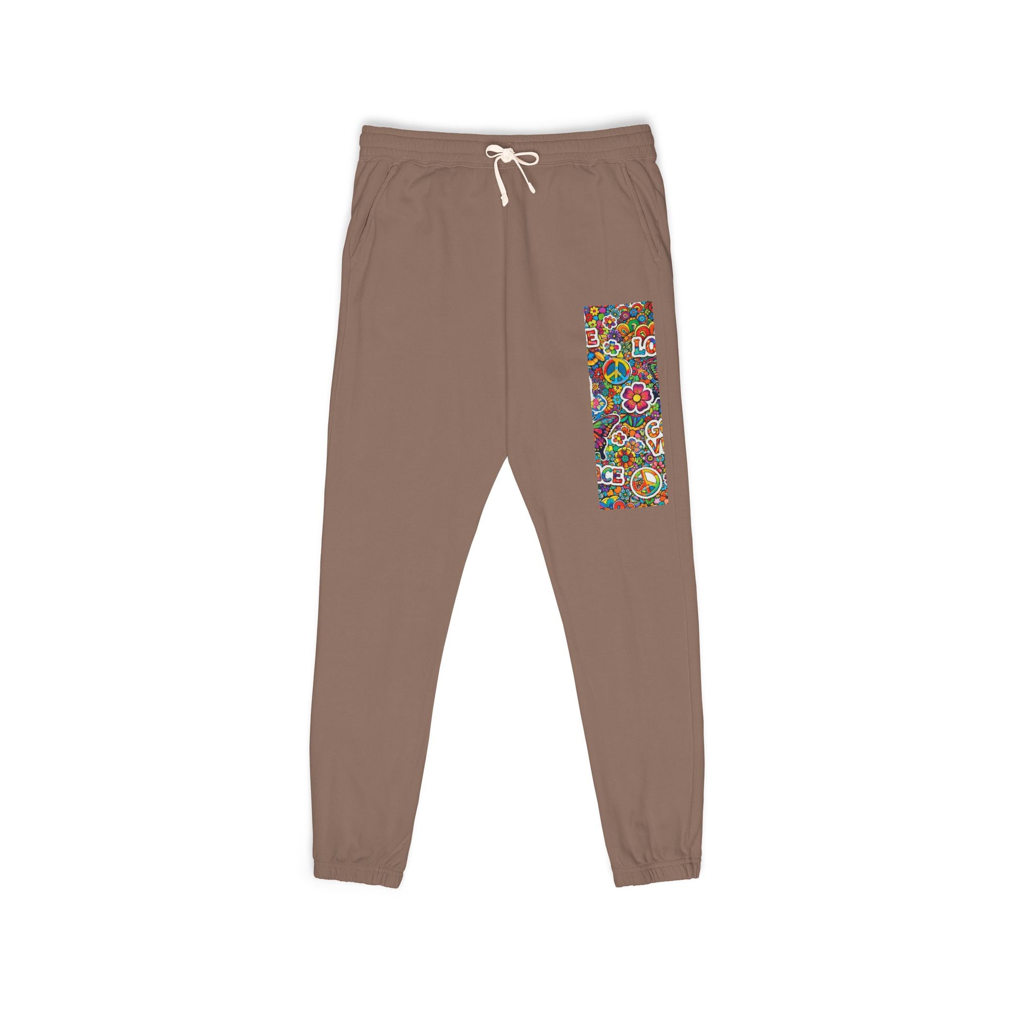 Floral Mosaic Joggers — Colorful Patch Graphic Sweatpants