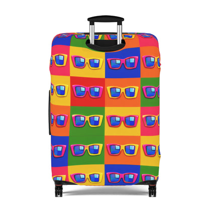 Bright Sunglasses Pattern Luggage Cover — Colorful Travel Suitcase Protector