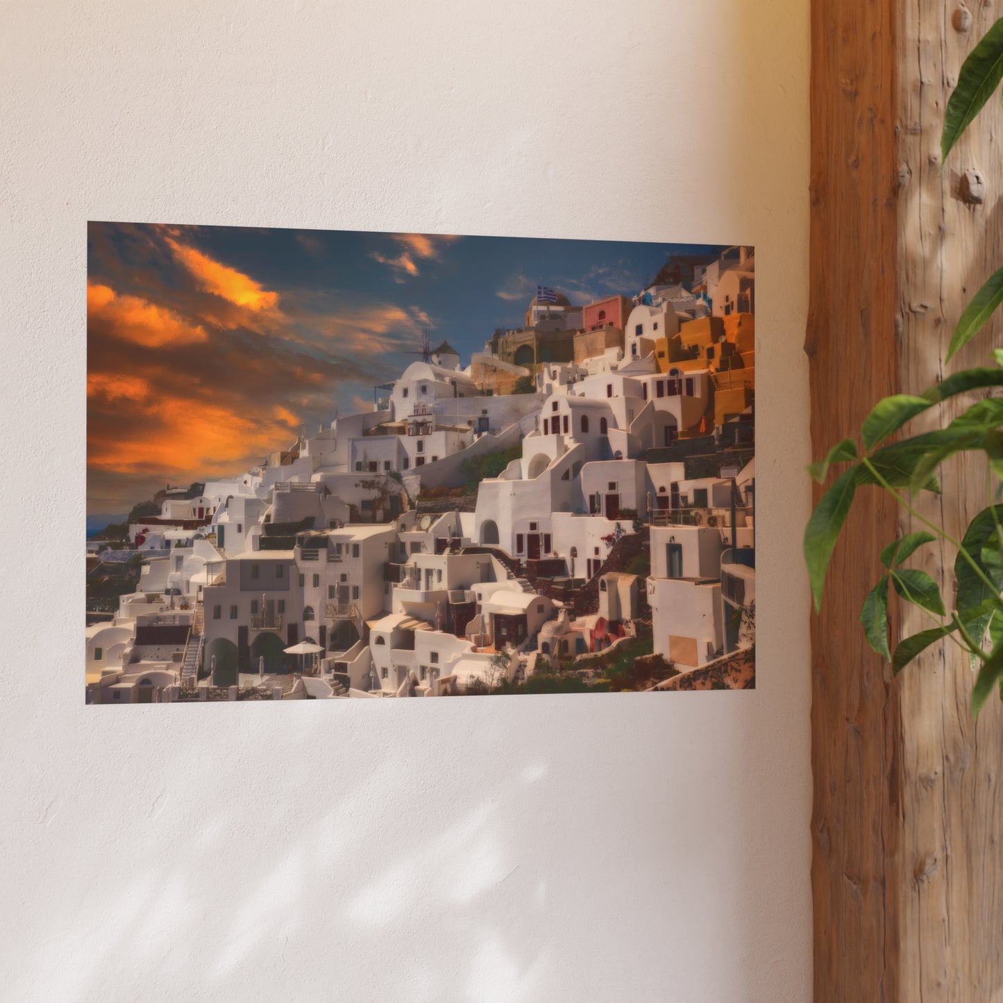 Santorini Sunset Dreams Satin  Poster
