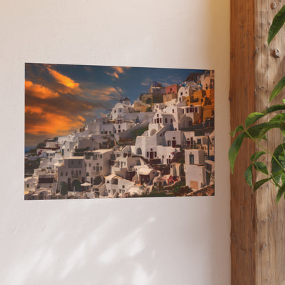 Santorini Sunset Dreams Satin  Poster