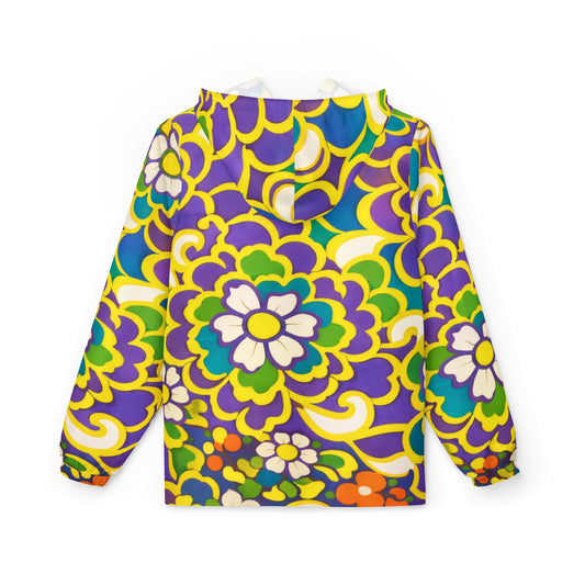 Retro Floral Windbreaker Jacket - Vibrant 70s-Inspired All-Over Print