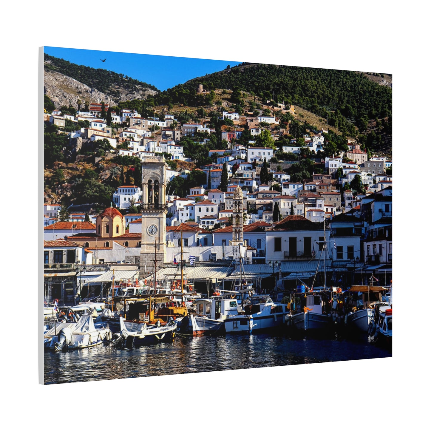Hydra Island Greece Canvas — Mediterranean Harbor Wall Art