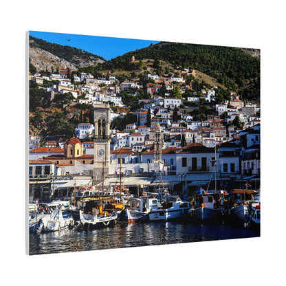 Hydra Island Greece Canvas — Mediterranean Harbor Wall Art