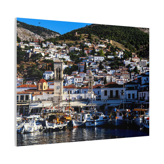 Hydra Island Greece Canvas — Mediterranean Harbor Wall Art