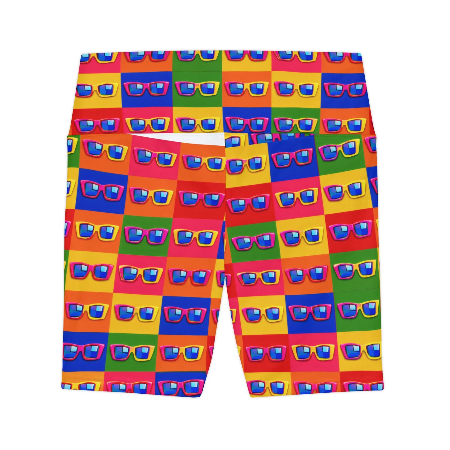 Colorful Sunglasses Pattern Women's Workout Shorts — Bright Pop Art Bike Shorts