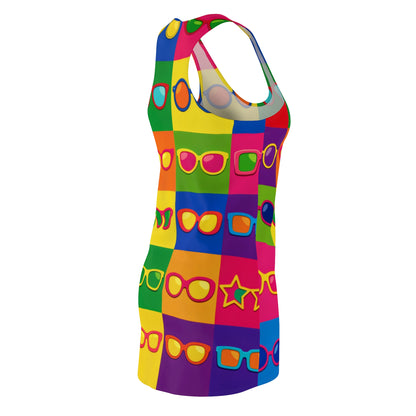 Sunglasses Pop Art Racerback Dress — Colorful Retro Shades All-Over Print