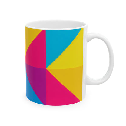 Colorblock Pinwheel Ceramic Mug | Bold Geometric Coffee Cup (11oz, 15oz)