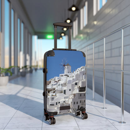 Luxury Santorini Oia Panorama Suitcase - Ghost City Edition - Aesthetic Greek Island Architecture Photography Luggage - Unique Travel Gift
