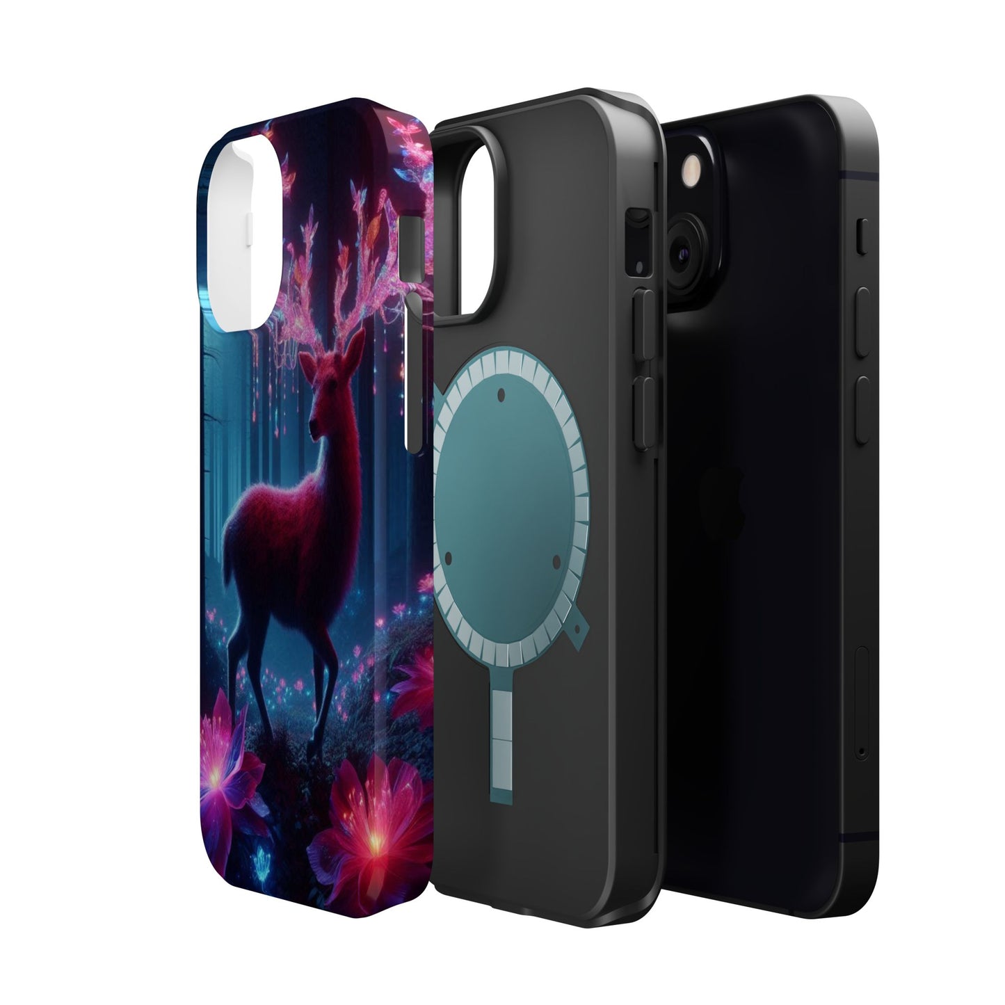 Magnetic Impact-Resistant Phone Case — Neon Fantasy Deer Forest Design