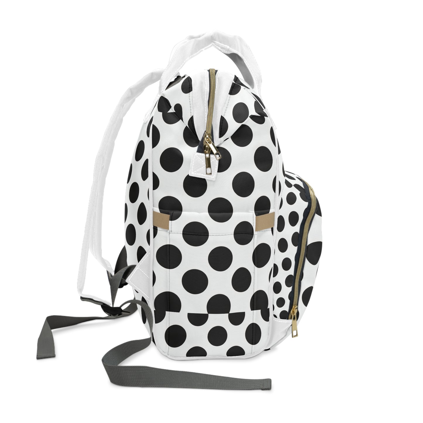 Polka Dot Multifunctional Diaper Backpack — Stylish Baby Bag with Multiple Pockets