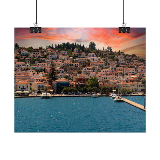 Sunset Poros Island Greece  Poster | Rolled Poster
