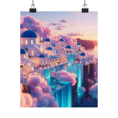 Dreamy Sunset Cloud City Matte Poster — Vertical Wall Art