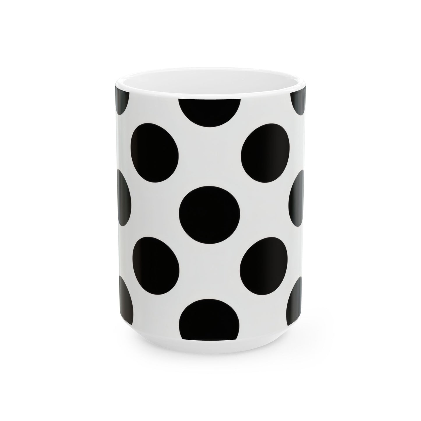 Black Polka Dot Ceramic Mug – Classic Retro 11oz & 15oz Coffee Cup