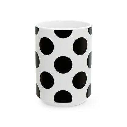 Black Polka Dot Ceramic Mug – Classic Retro 11oz & 15oz Coffee Cup