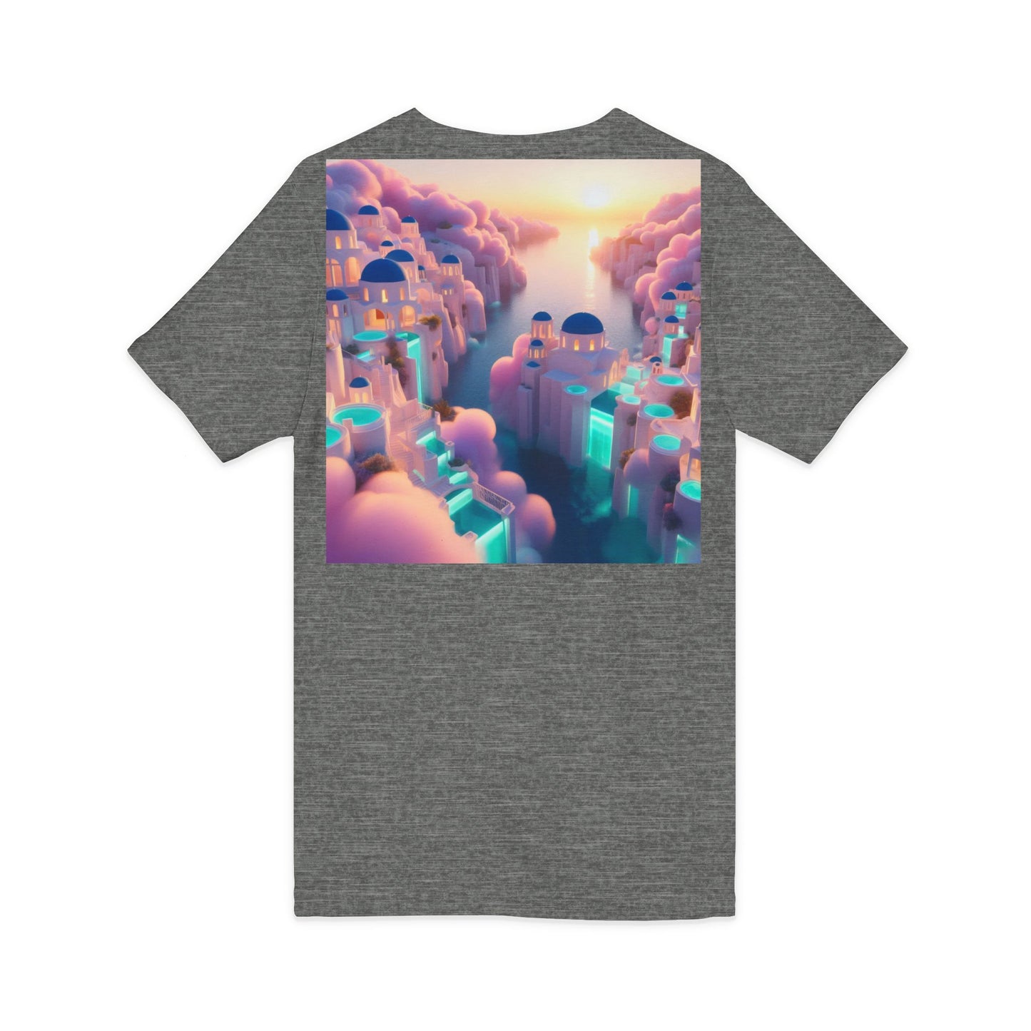 Dreamscape Sunset V-Neck Tee — Floating City Cloudscape Graphic Tee