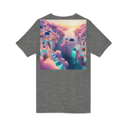 Dreamscape Sunset V-Neck Tee — Floating City Cloudscape Graphic Tee