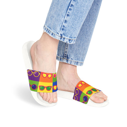 Colorful Mosaic Slide Sandals — Women's Removable-Striped Strap Slides