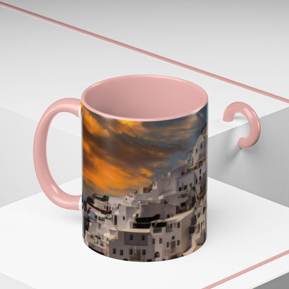 Santorini Sunset Mug, Oia Greece Coffee Cup, Mediterranean Architecture Travel Gift, Greek Island Home Decor, Aesthetic Santorini Souvenir