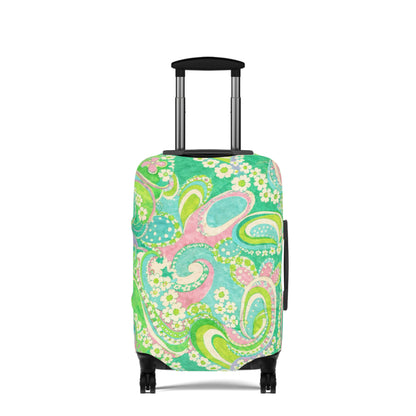 Pastel Paisley Luggage Cover – Floral Green Travel Protector