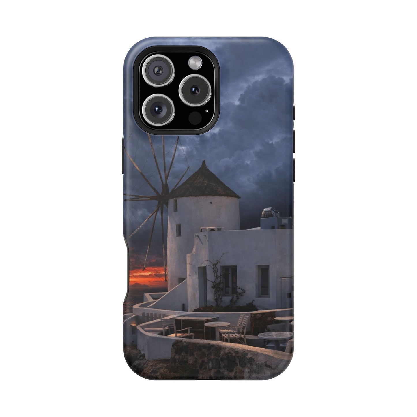 Santorini Windmill Sunset phone case | Magnetic impact-resistant case Greek Island Travel Gift