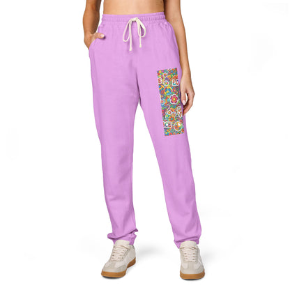 Hippie Peace Love Floral Print Men's Joggers