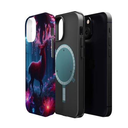 Magnetic Impact-Resistant Phone Case — Neon Fantasy Deer Forest Design