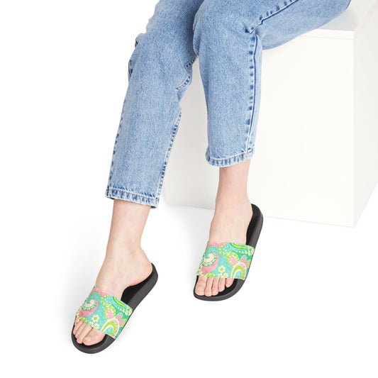 Paisley Slide Sandals — Women's Removable-Strap Summer Slides