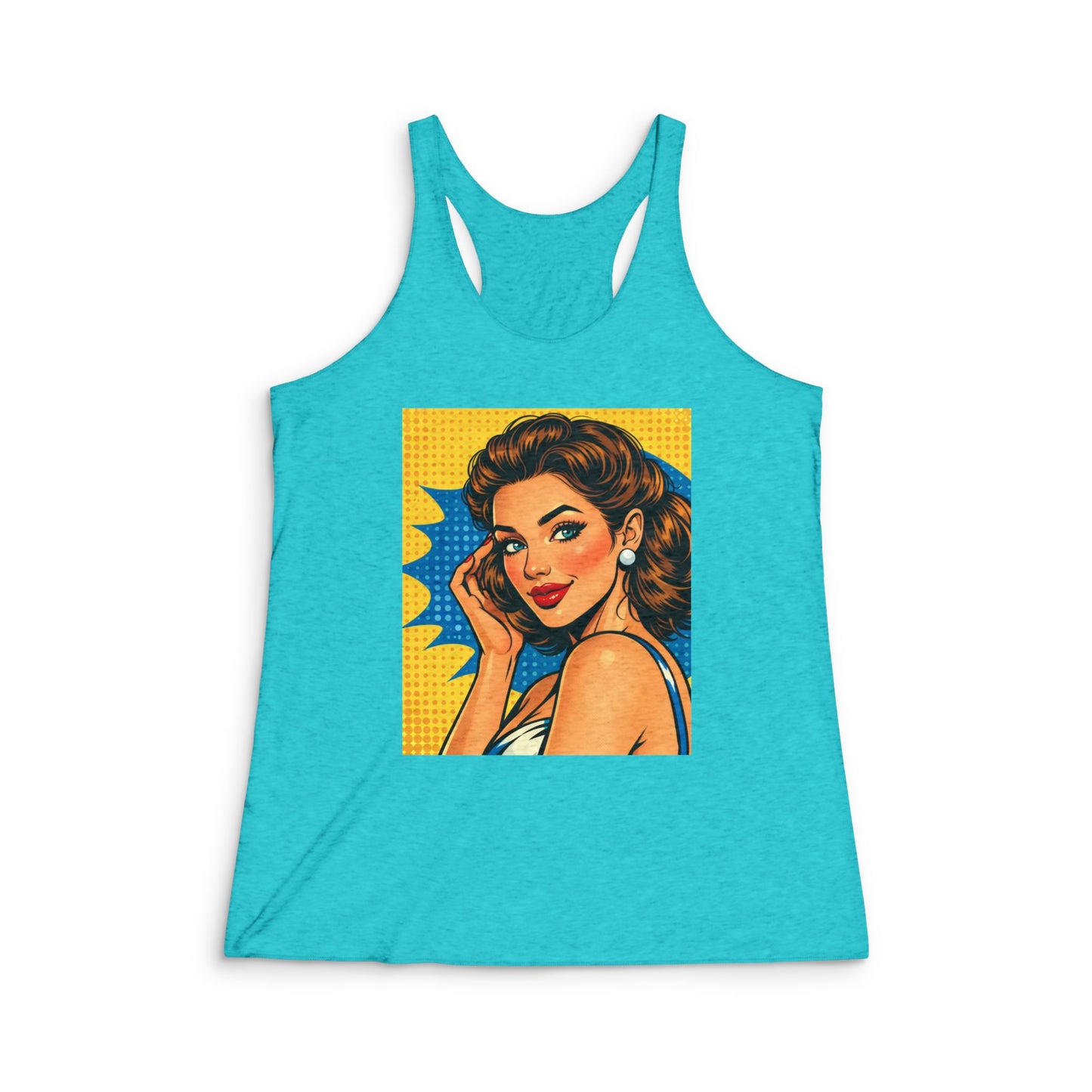 Retro Pinup Racerback Tank Top — Pop Art Glam Graphic