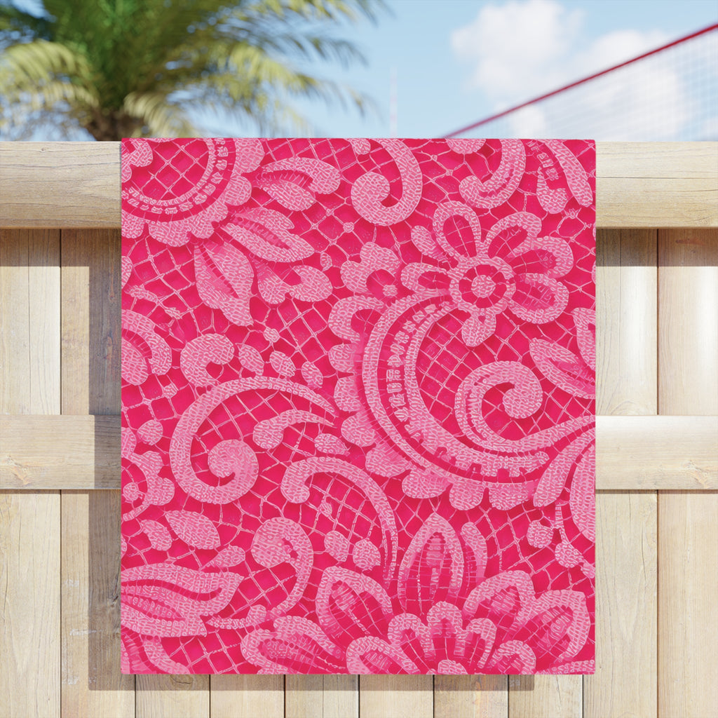 Hot Pink Lace - Romantic Beach Chair Cover