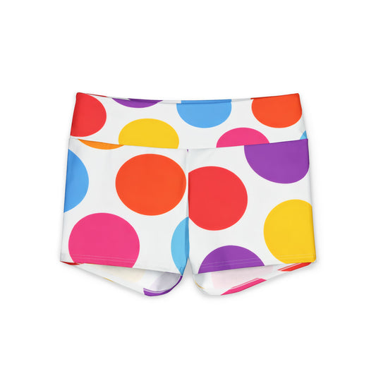 Colorful Polka Dot Yoga Shorts — Women's Bright High-Waist Activewear