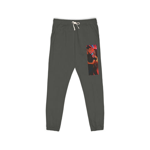 Ember Dancer Sweatpants — Graphic Fleece Joggers with Colorful Portrait Pocket