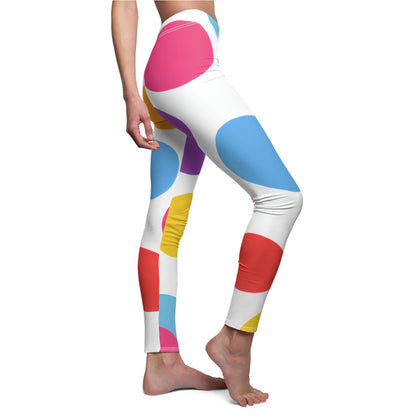 Colorful Polka Dot Women's Leggings — Bright All-Over Print Casual Activewear