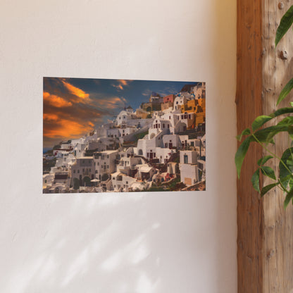 Santorini Sunset Dreams Satin  Poster