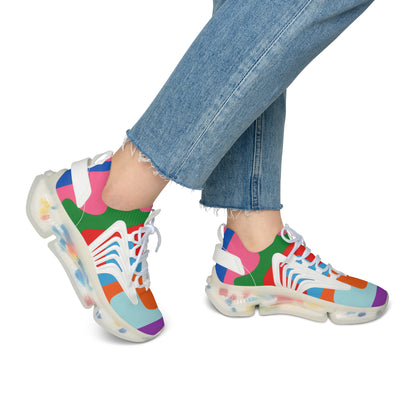Colorblock Women's Mesh Sneakers — Breathable Athletic Shoes with Vibrant Geometric Design