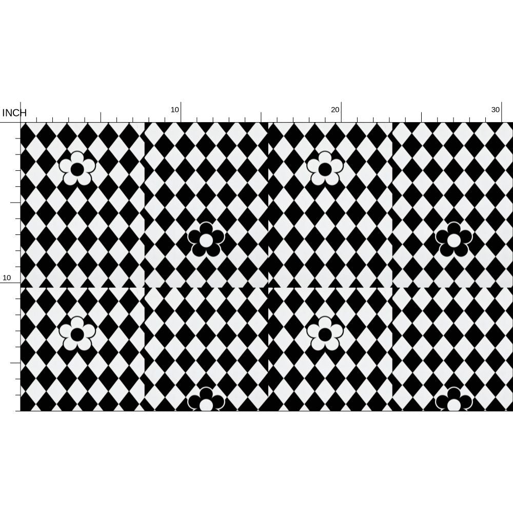 Retro Harlequin Diamond Flower Fabric Printing