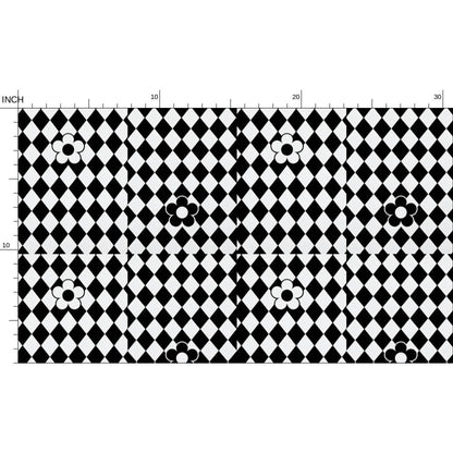 Retro Harlequin Diamond Flower Fabric Printing