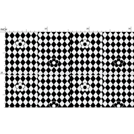 Retro Harlequin Diamond Flower Fabric Printing