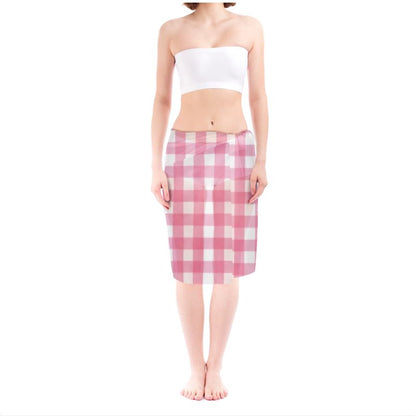 Sarong Pink Gingham Checkered Beach Sarong Wrap