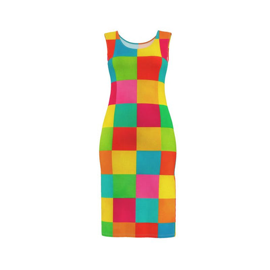 Colorful Checkerboard Harlequin Bodycon Dress
