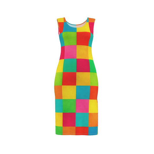 Colorful Checkerboard Harlequin Bodycon Dress