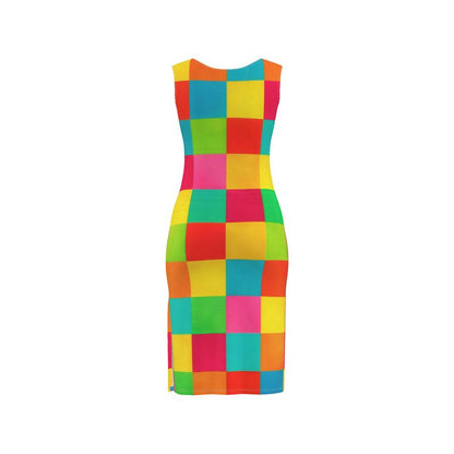 Colorful Checkerboard Harlequin Bodycon Dress