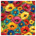 Vibrant Impressionist Floral Tile Wallpaper Memo