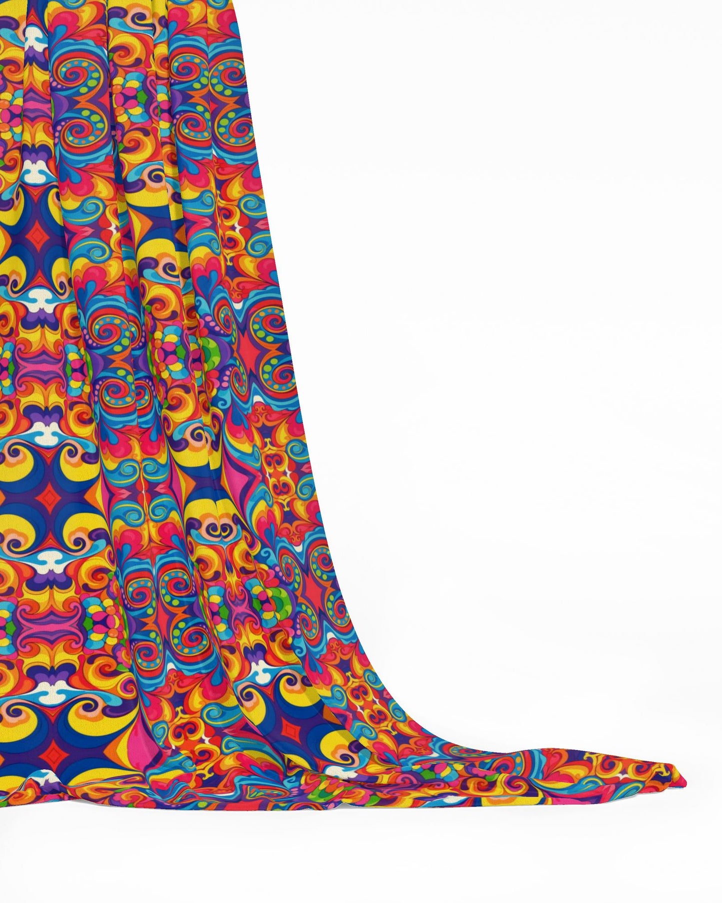 Psychedelic Retro 70s Vibrant Floral Repeat Pattern Fabric Printing