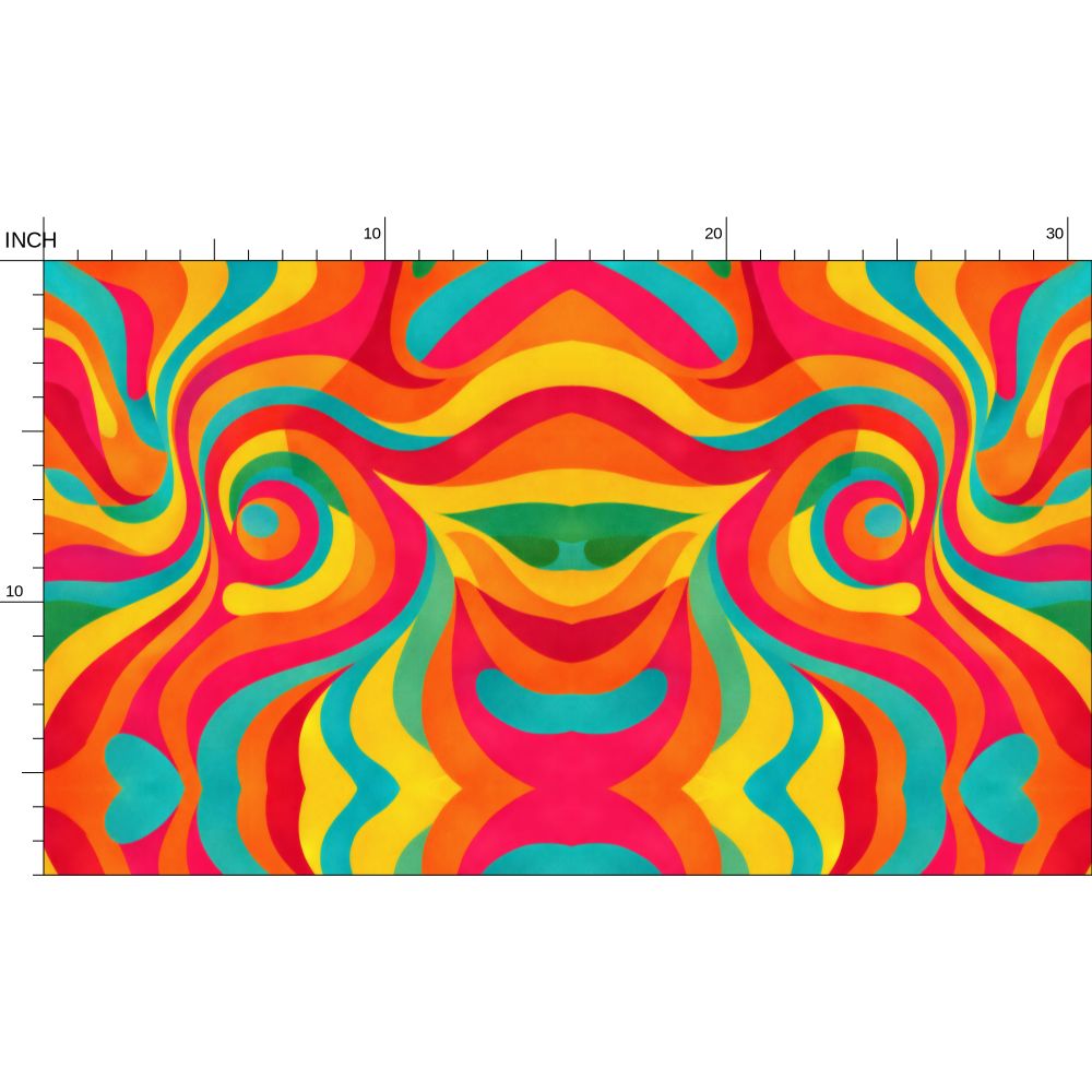 Psychedelic Retro 70s Swirl Pattern Fabric Printing