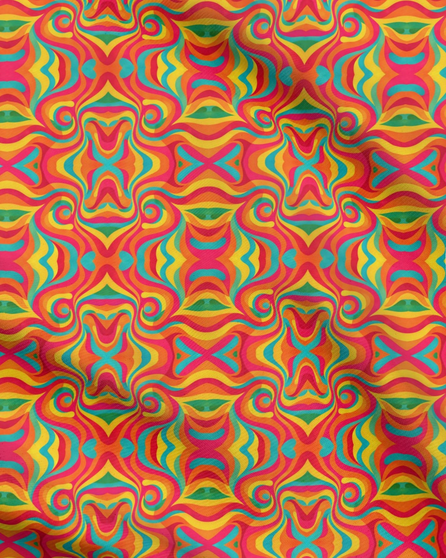 Psychedelic Retro 70s Swirl Pattern Fabric Printing