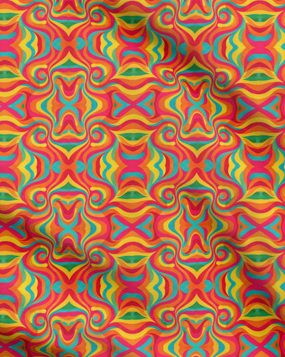 Psychedelic Retro 70s Swirl Pattern Fabric Printing